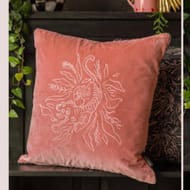 Pink Velvet Embroidered Tiger Cushion Cover