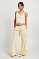 Stripe Cotton Low Rise Wide Leg Trouser