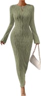 GORGLITTER Women's Tie-Dye Bodycon Maxi Dress, Green