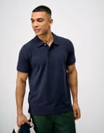 Ottoman Rib Placket Cotton Polo Shirt in Navy