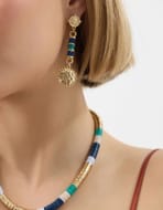 Beaded Bar Disc Drop Earrings