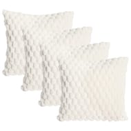 4 Pack Waffle Faux Fur Cushion Covers - 45 X 45cm Cream