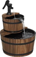DEAL STACK - Aoxun 2-Tier Cascading Barrel Garden Fountain with Built-in Pump