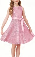 Grace Karin Sequin Party Dress for Girls, Sleeveless, Pink