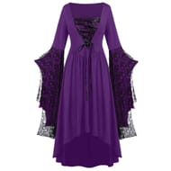 Halloween Costumes for Adult Women Gothic Skeleton Long Black Dress