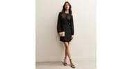 Black Sparkly Animal Pattern Mini Dress