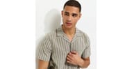 Green Short Sleeve Stripe Regular Longline Shirt