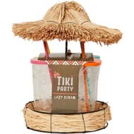Tiki Party Natural Lazy Susan Glass Tumbler with Lid and Straw 850ml 4 Pack