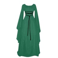 Witch Hooded Halloween Costume, Gothic Steampunk Dress, XL Green