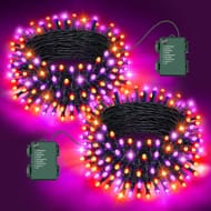 FFZZKJ Halloween Outdoor Fairy Lights, 100 LEDs, 216.4ft, Purple&Orange