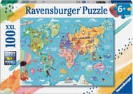 Ravensburger World Map 100-Piece Puzzle for Kids 6+