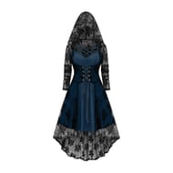 Women's Gothic Halloween Dress, A-Line, plus Size, Hooded, Off-Shoulder