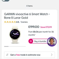 GARMIN Vivoactive 6 Smart Watch - Bone & Lunar Gold