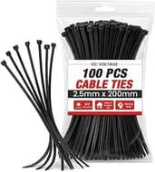 Black Self-Locking Cable Ties, 2.5mm X 200mm, 100-Pack