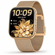 FITVII Smartwatch for Men & Women, 5ATM, Calls, HR, Gold