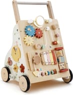 DEAL STACK - Wooden Baby Walker: Adjustable Height and Speed Push Toy