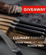 Win a Steak Knife Set 4pc Incl. Acacia Tray