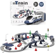 XIAPIA Electric Train Set, 104-Piece Motorized Track Toy for Kids