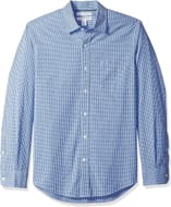 Amazon Essentials Men's Slim-Fit Long-Sleeve Poplin Shirt, Blue Gingham