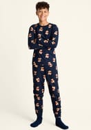 Age 5-6 Unisex Kids Navy Teddy Print Family Pyjama