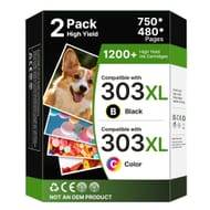 303XL Black & Tri-Colour Ink Cartridges for HP 303/303XL (2-Pack)