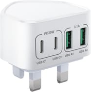 USB C Plug, 40W 4-Port Multi USB Plug UK Fast Charger