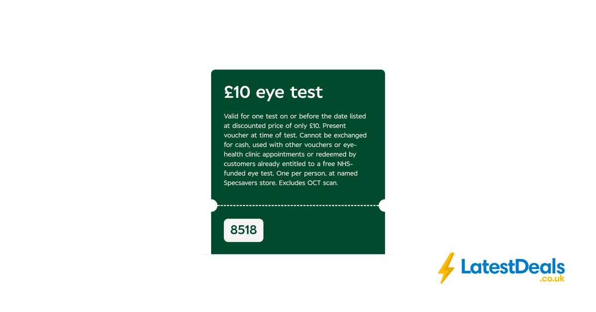 £10/£15 off Eye Test with Voucher at Specsavers