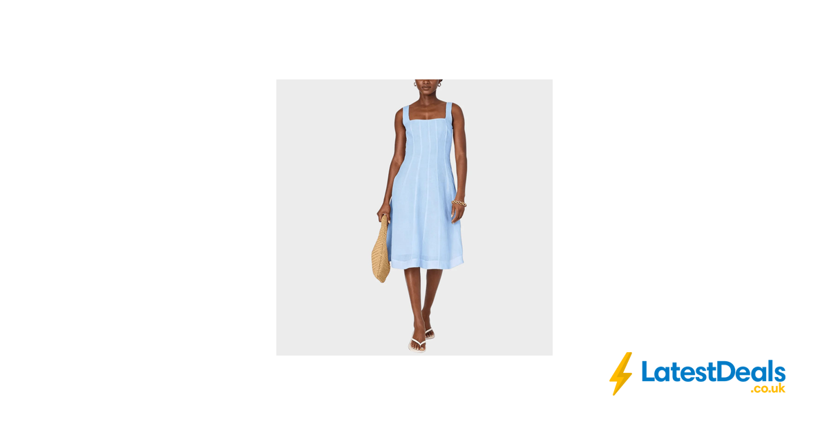 Ladies FC Long Linen Mix Dress Blue
