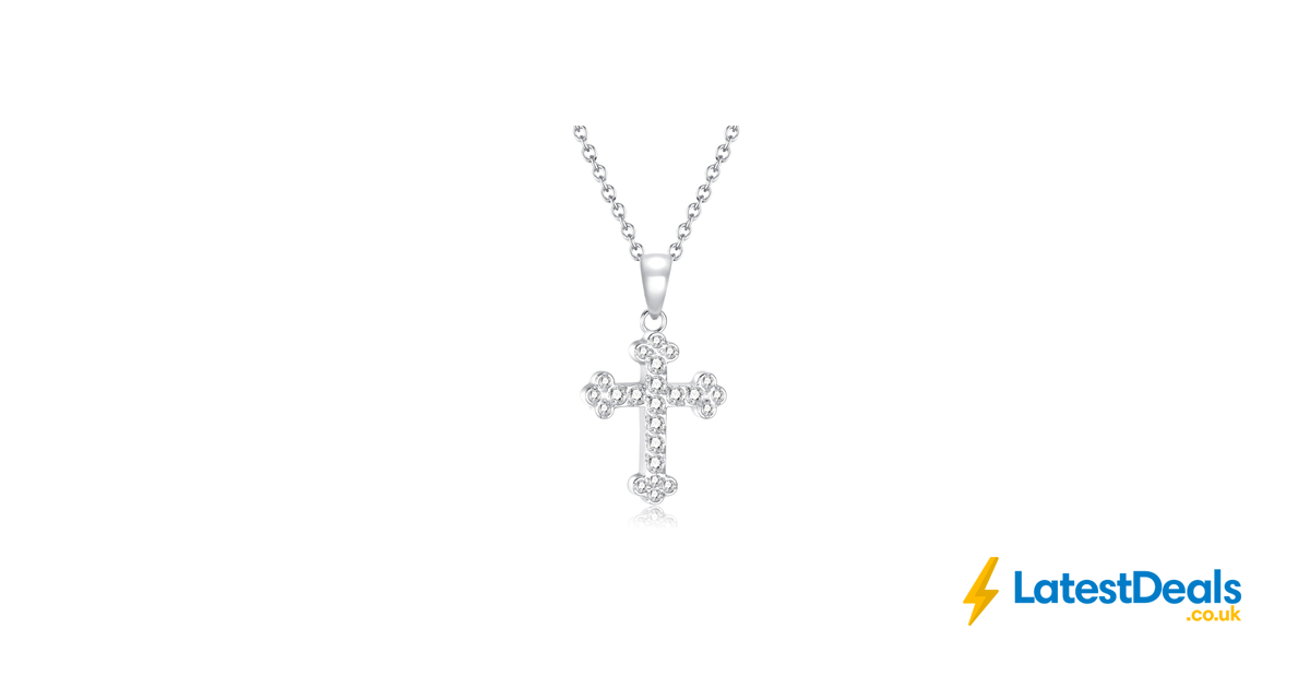 TIZU Dainty Silver Cross Necklace for Women with CZ Pendant