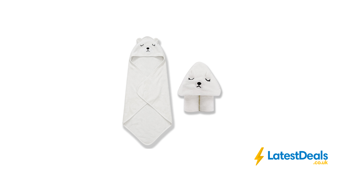 HiABsee Hooded Baby Towel for Newborns, White Bear