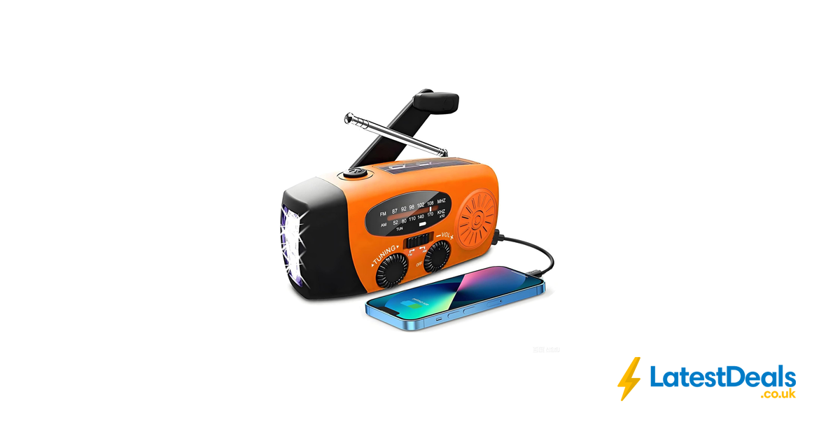 SOLARBABY Wind-up Solar AM/FM Radio with LED Light, £19.87 at Amazon