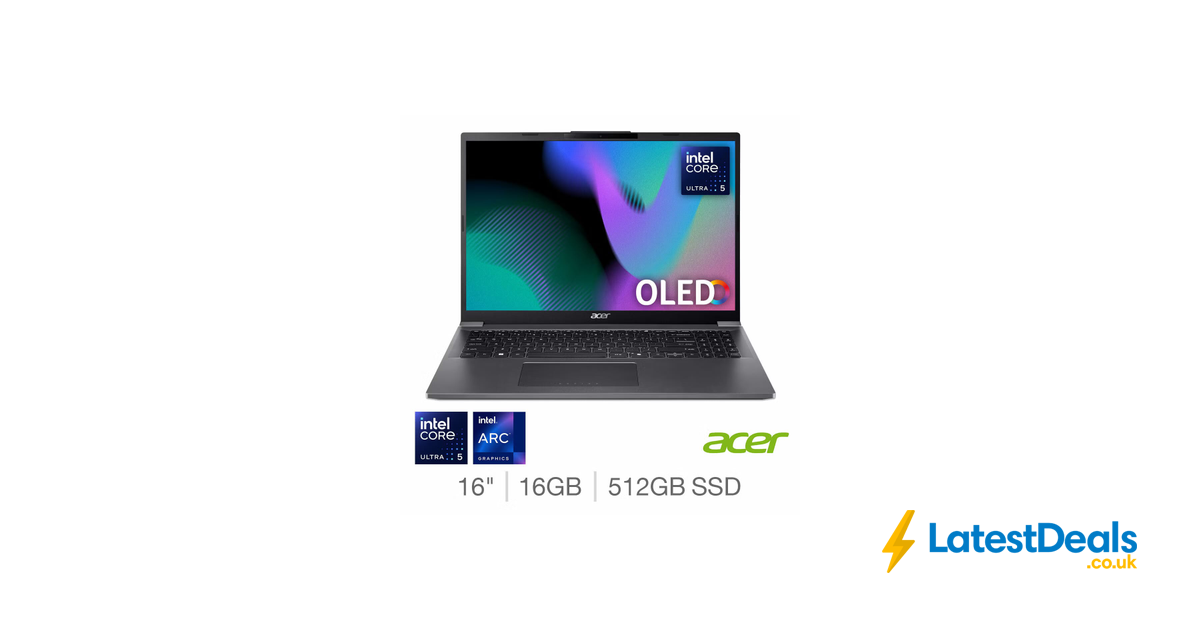 Acer Aspire 16 Laptop, Core Ultra 5, 16GB RAM, 512GB, £549.99 at Costco