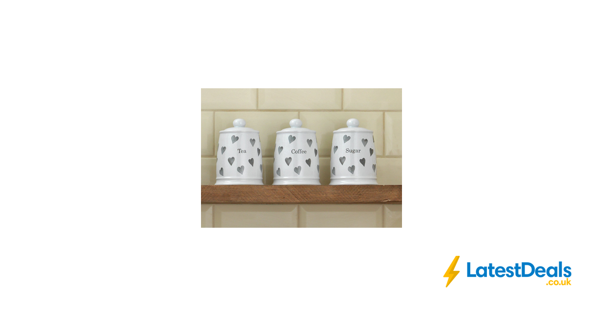 Set of 3 Hearts Storage Jars - Grey, £16 at Argos