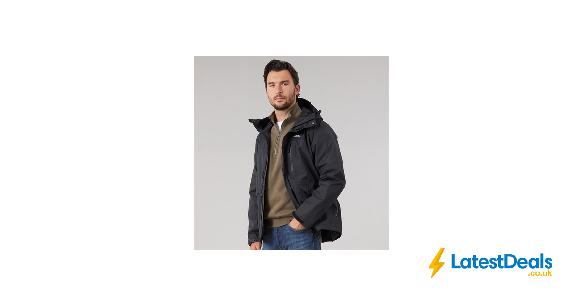 Trespass Corvo Waterproof Hooded Shell Jacket - Black, £29.99 at MandM ...