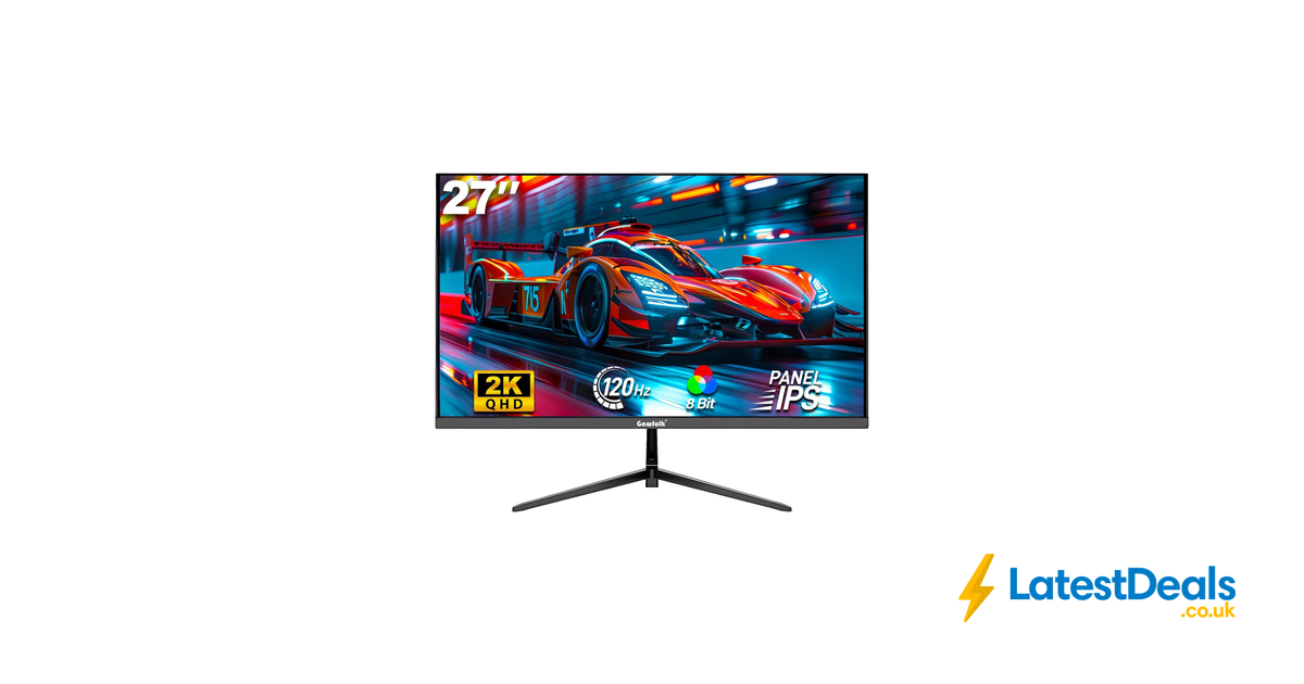 Gawfolk 27-Inch QHD Gaming Monitor, 120Hz IPS, G-Sync, VESA 75x75, £94. ...
