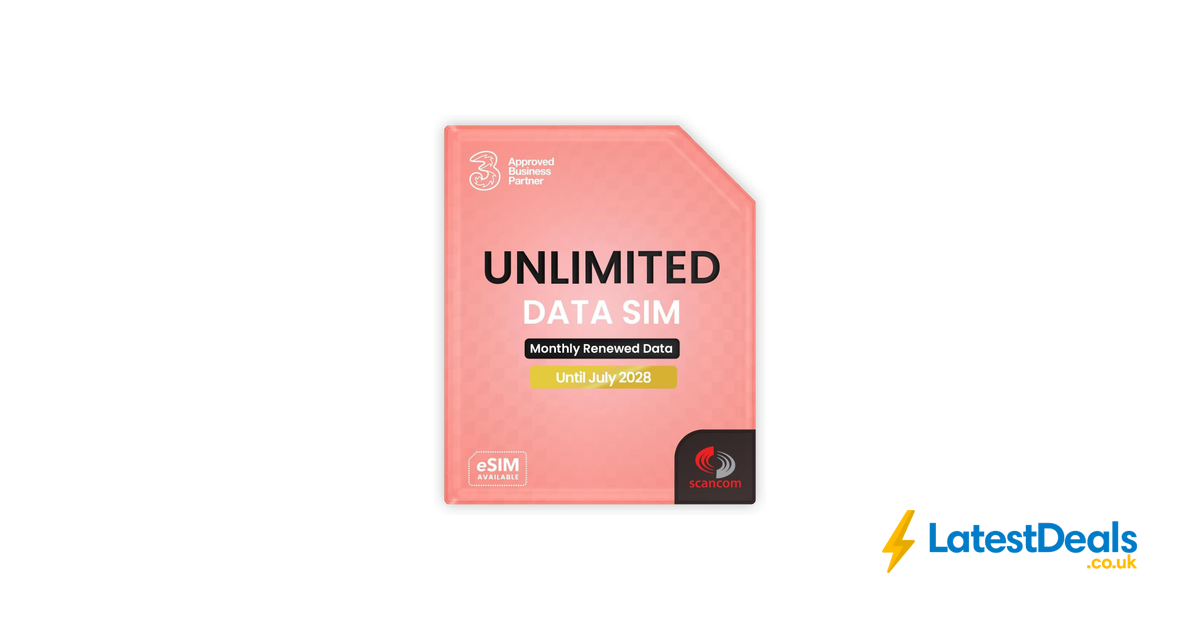 Three Unlimited Data SIM - Preloaded until July 2028 - Dual Network, £ ...
